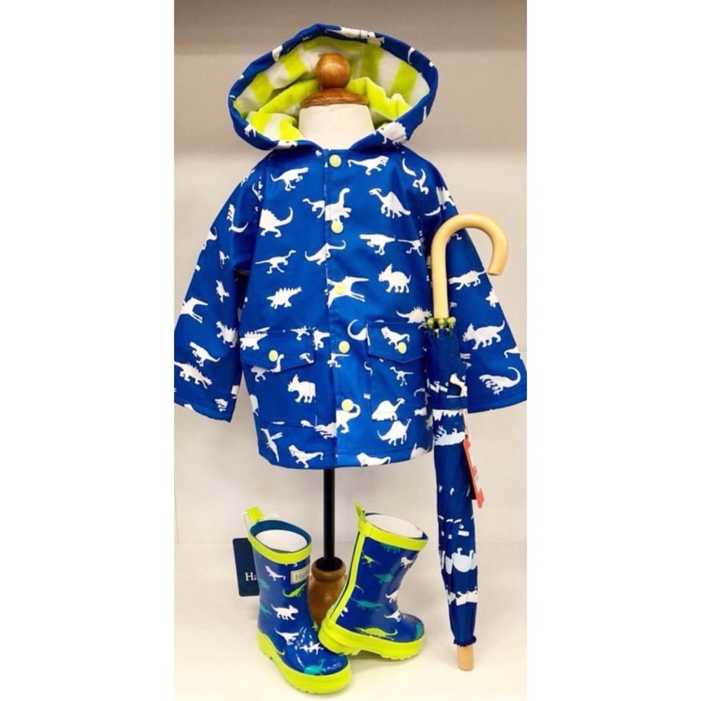 HATLEY • Color Changing Dinosaur Ménagerie Raincoat Hooded Jacket - Picture 4 of 5
